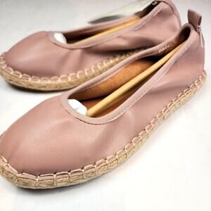 Espadrille Ballet Flats Dusty Pink Casual Cushion Comfort Balletcore Size 6 NWT